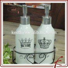 Hot Sell 2015 Ceramic Lotion Dispenser Set With Iron Holder